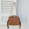 sac noémie en daim camel à franges