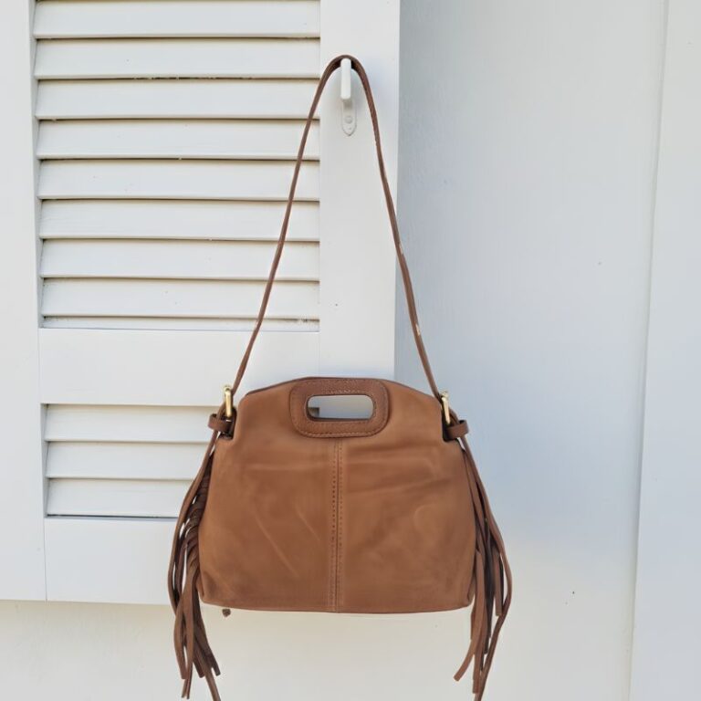 sac noémie en daim camel à franges
