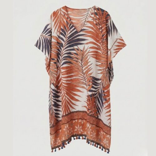 caftan de plage imprimé palmier