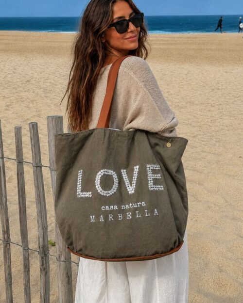 sac de plage preston love toile recyclée confectionné entièrement à la main