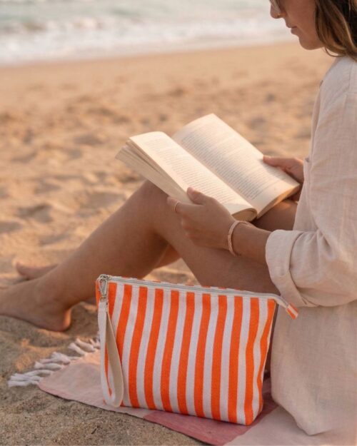 grande pochette guétary rayé orange