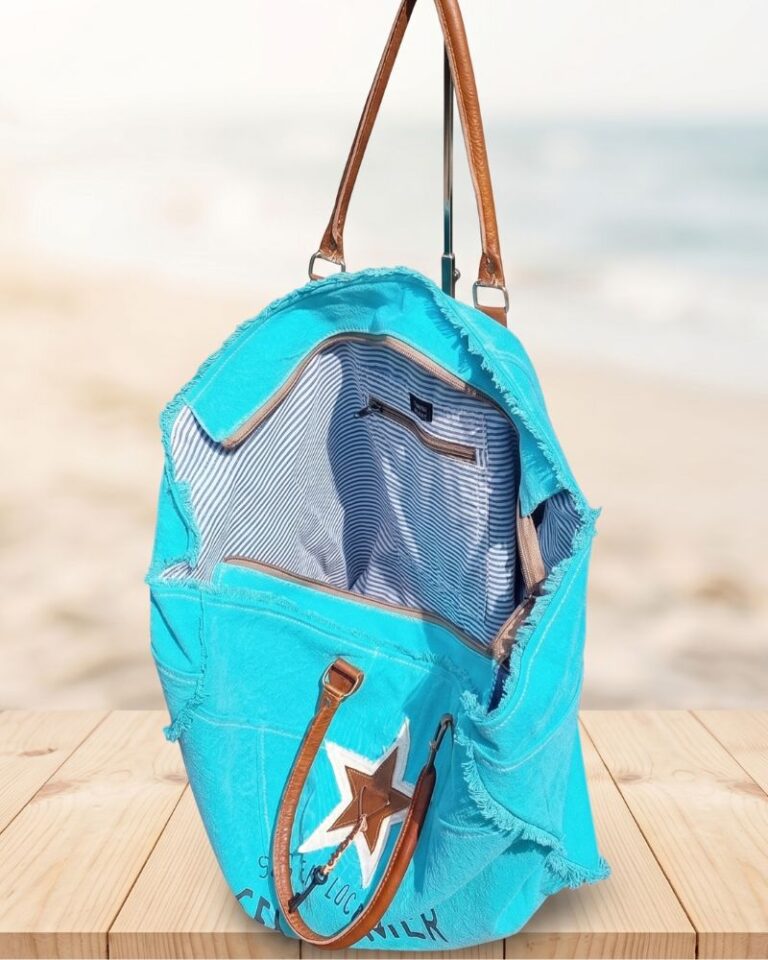 sac cabas de plage xl bleu caraïbes