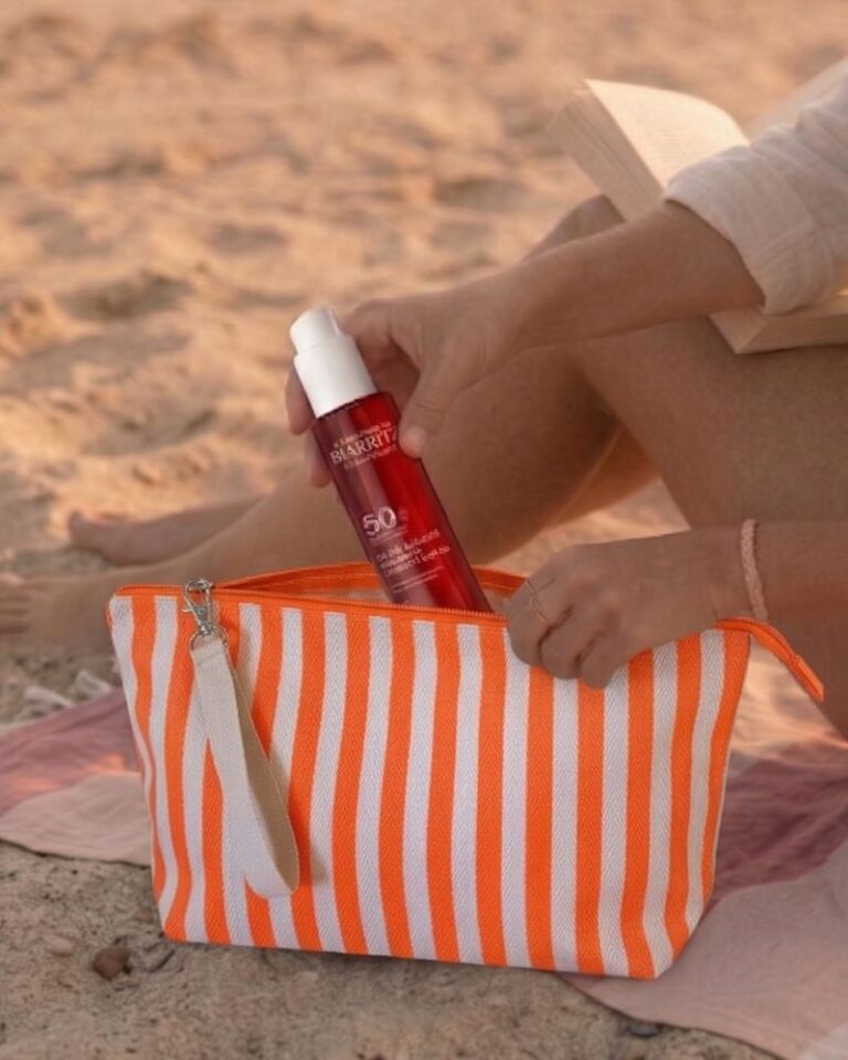 grande pochette guétary rayé orange