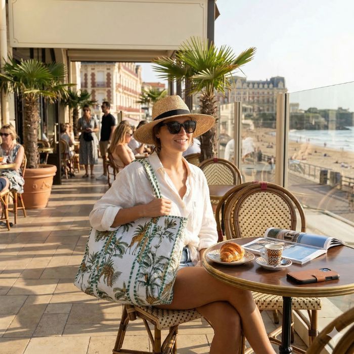sac de plage femme chic terrasse plage cabas coton matelassé