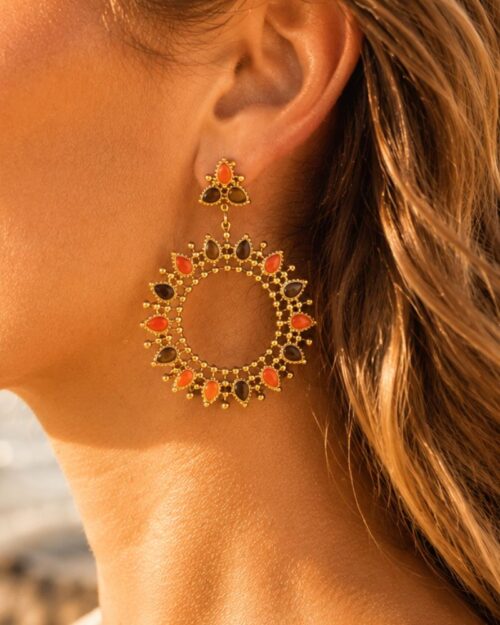 boucles d'oreilles tournesol email