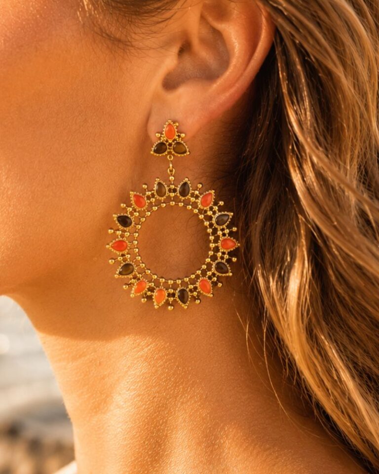 boucles d'oreilles tournesol email