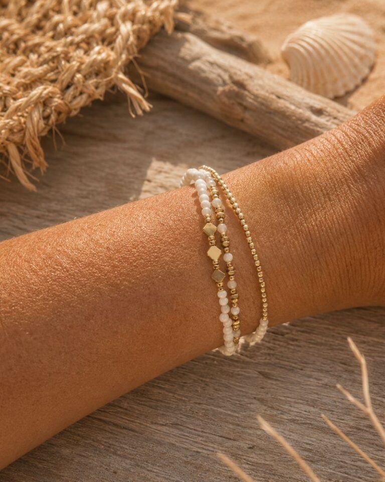 bracelet multirang nacre & perles