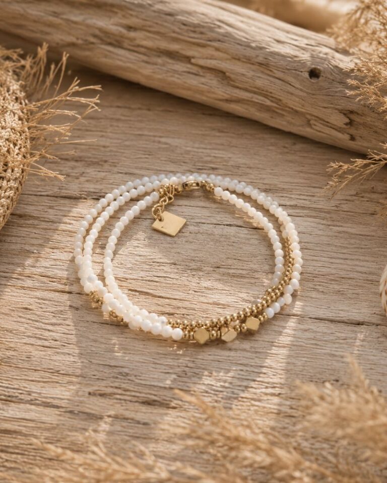 bracelet multirang nacre & perles