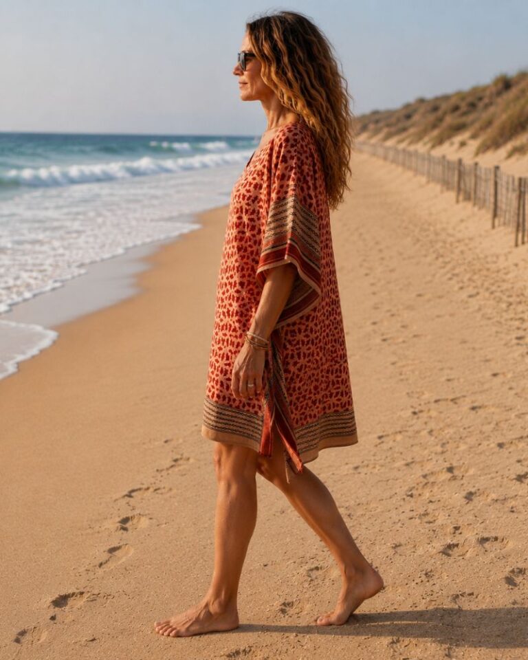 caftan imprimé rouge foncé marque Palme Paris mode ethnique chic