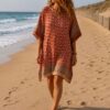caftan imprimé rouge foncé marque Palme Paris