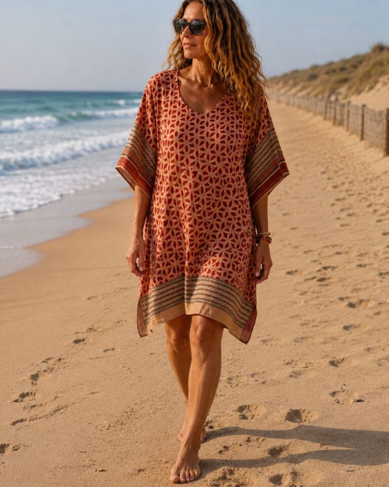 caftan imprimé rouge foncé marque Palme Paris
