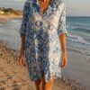 maxi chemise imprimée bleu marque Palme Paris