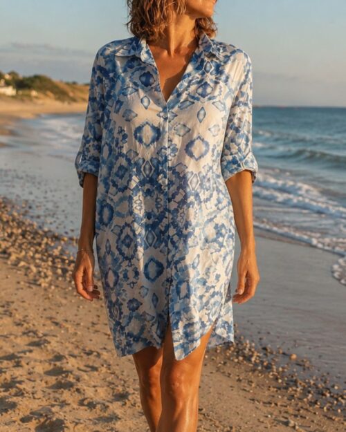maxi chemise imprimée bleu maxi chemise imprimée bleu marque Palme Paris