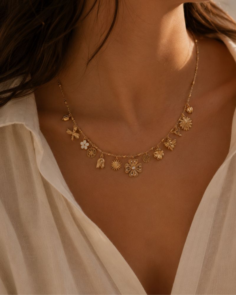 collier acier inoxydable breloques chance Mile Mila