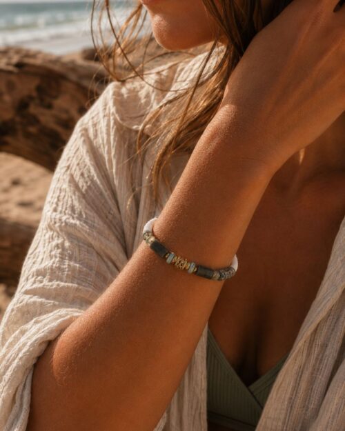bracelet mahana style surf labradorite & onyx
