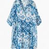 maxi chemise imprimée bleu