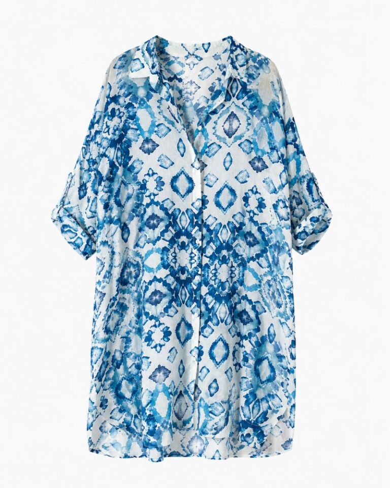 maxi chemise imprimée bleu