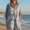 maxi chemise imprimée bleu