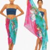 paréo 100% coton imprimé tropical couleur fuchsia turquoise palme paris