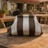 pochette sunset rayé choco / écru accessoire mode de l'été