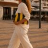 pochette sunset rayure choco & jaune
