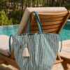 sac de plage santocha rayure turquoise et écru tendance été