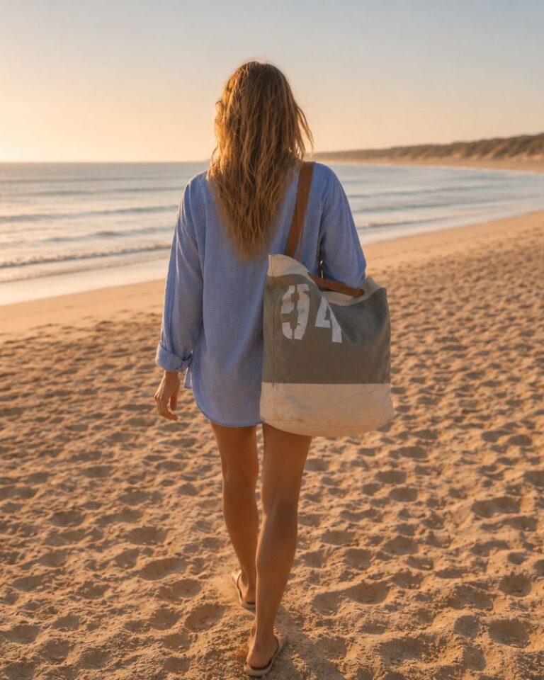 sac de plage oversize billie toile recyclée confectionné à la main style unique