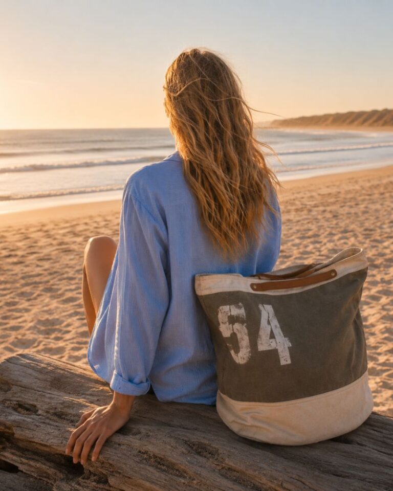 sac de plage oversize billie toile recyclée esprit balnéaire vintage
