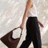 sac pochette cuir tressé main
