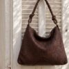 sac pochette cuir tressé main