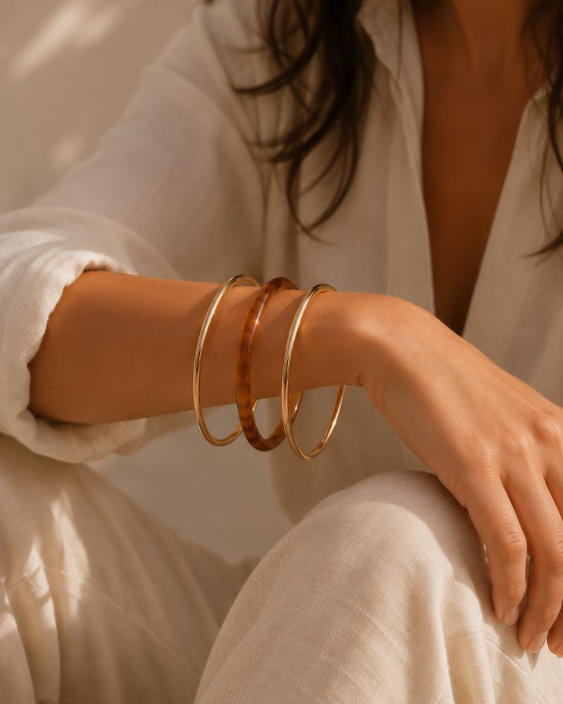 trio de bracelets joncs mile mila bijoux acier et résine