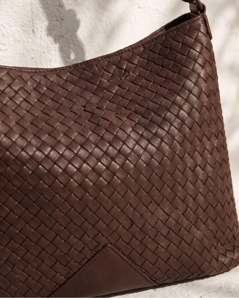 sac pochette cuir tressé main