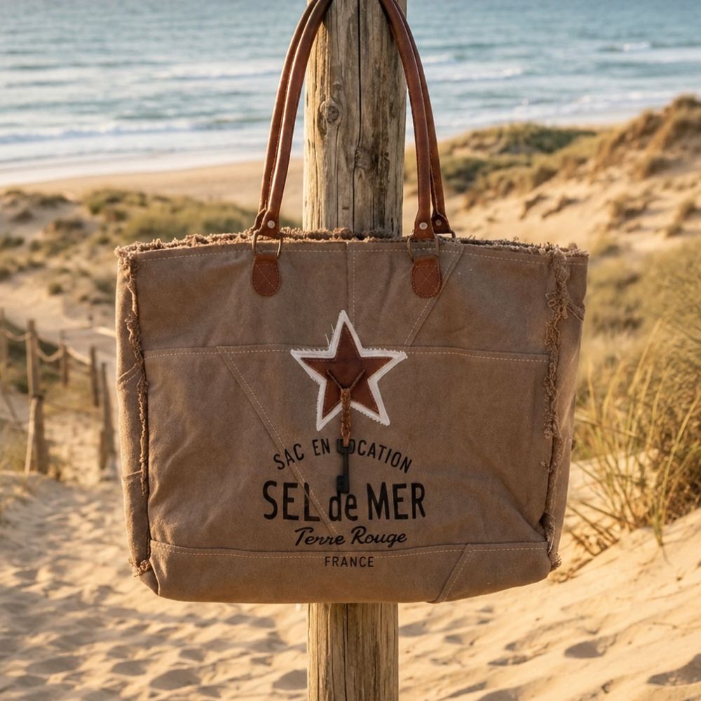 sac de plage sel de mer beige dulce sur la dune seignosse