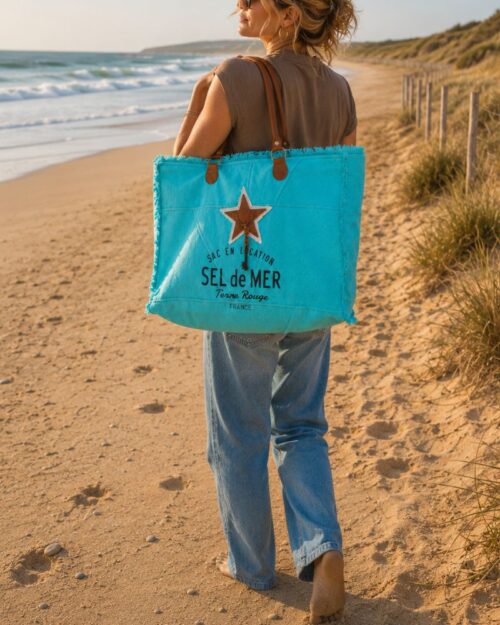 sac de plage sel de mer couleur bleu caraïbes marque Terre Rouge